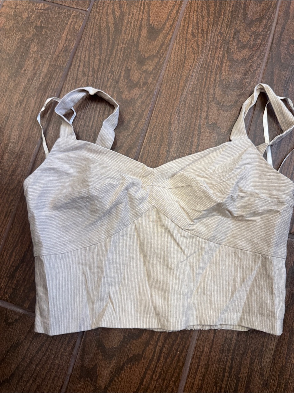 BCBGMaxAzria Light Cream Striped Cropped Cami